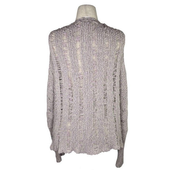 Hayden LA Lavender Open Knit Cardigan Sweater S/M Boho Slouchy Layering Cozy - Picture 4 of 8